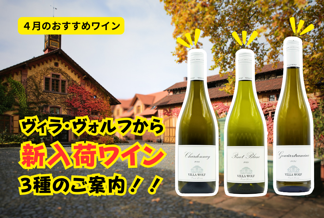 大人気ヴィラ・ヴォルフから、新入荷ワイン3種のご案内！【４月のおすすめワイン】